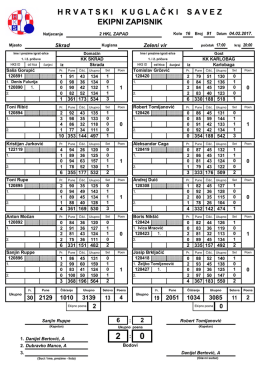H R V A T S K I    K U G L A Č K I    S A V E Z EKIPNI ZAPISNIK