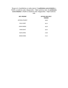 Razgovori s kandidatima za radna mjesta: 2. medicinska sestra
