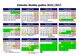 21.4. 2017. - Proljetni odmor 27.12.2016.&ndash; 11.1.2017.