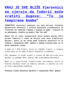 KRAJ JE SVE BLIŽE Vjerovnici ne vjeruju da Todorić