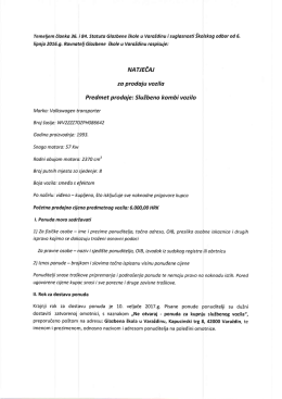 Natječaj prodaja službenog kombi vozil