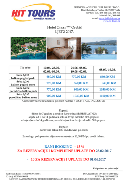 Cjenovnik - Hit Tours Tuzla