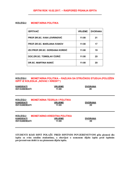 ispitni rok 10.02.2017. – raspored pisanja ispita