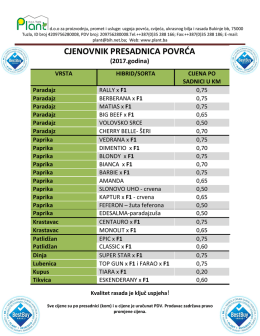 Cjenovnik - "Plant" doo Tuzla