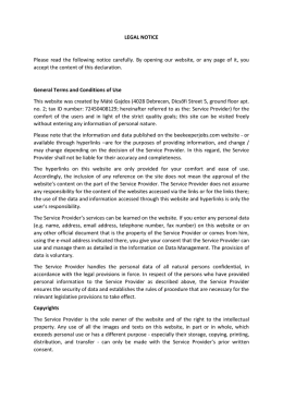 LEGAL NOTICE Please read the following notice