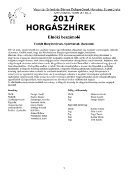 Horg&aacute;szh&iacute;rek 2017 - Visontai Erőmű &eacute;s B&aacute;nya Dolgoz&oacute;inak