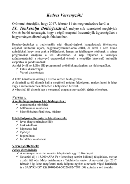 Versenykiírás - Tenkes Kapitánya Lovastanya