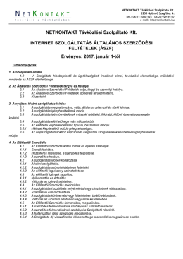 Tájékoztatás a 2017-01-01-től érvényes ÁSZF-ről.