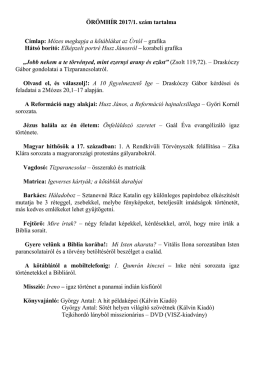 Az &Ouml;r&ouml;mh&iacute;r 2017/1. sz&aacute;m&aacute;nak tartalma357.55 KB