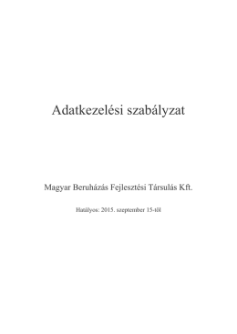 Adatkezelési szabályzat