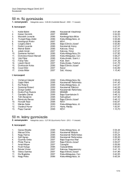 50 m. fi&uacute; gyors&uacute;sz&aacute;s 50 m. le&aacute;ny gyors&uacute;sz&aacute;s