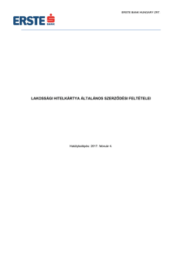 lakossági hitelkártya általános szerződési feltételei