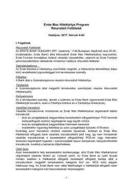 Erste Max Hitelk&aacute;rtya Program R&eacute;szv&eacute;teli Felt&eacute;telek