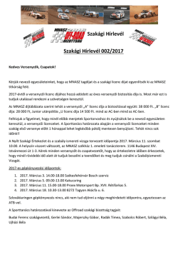 Szak&aacute;gi H&iacute;rlev&eacute;l 002/2017