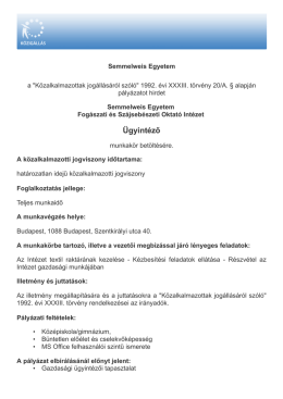 Ügyintéző - Semmelweis Egyetem