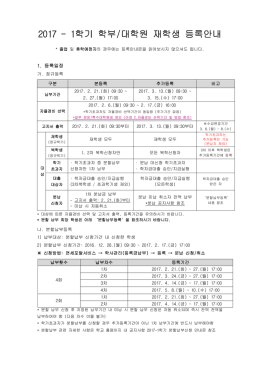 학기 학부 대학원 재학생 등록안내 2017 - 1