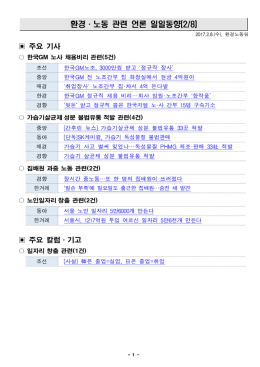 환경&middot;노동 관련 언론 일일동향(2/8)