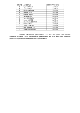 Kesin kayıt hakkı kazanan öğrencilerimizin 17.02.2017 Cuma