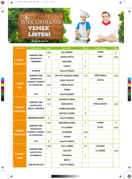 2- okullar yemek listesi Şubat