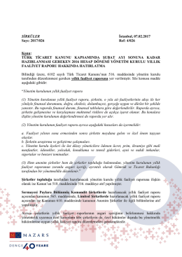 Türk Ticaret Kanunu Kapsamında Şubat Ayı