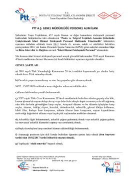 ptt a.ş. genel müdürlüğü personel alım ilanı