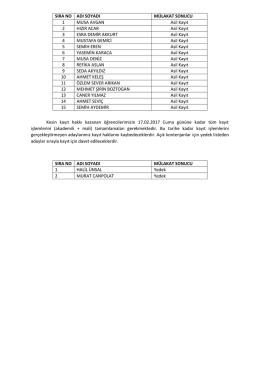 Kesin kayıt hakkı kazanan öğrencilerimizin 17.02.2017 Cuma