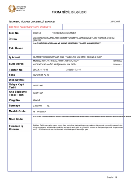 firma sicil bilgileri