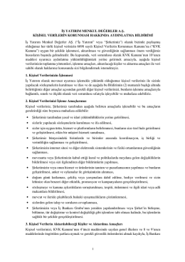 Genel Aydınlatma Bildirimi01.02.2017