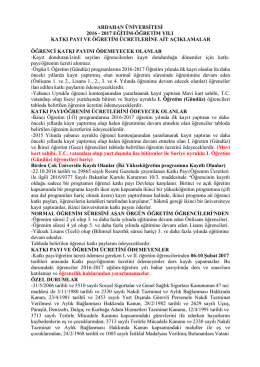 ardahan üniversitesi 2016 - 2017 eğitim
