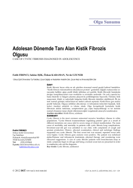 Adolesan Dönemde Tanı Alan Kistik Fibrozis Olgusu - Debis