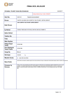 firma sicil bilgileri