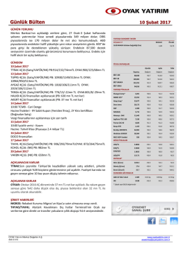 G&uuml;nl&uuml;k B&uuml;lten - Oyak Yatırım