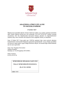 araştırma görevlisi alımı ön değerlendirme