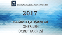2017 Yılı Önerilen Ücret Tarifesi (Bağımlı Çalışanlar)