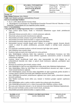 gt-12 do&ccedil;entlik b&uuml;rosu şefi - İstanbul &Uuml;niversitesi | Personel Daire