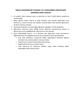 Genel "Yeni" Tasarım 1 ve 2 Dersleri ile İlgili Esaslar