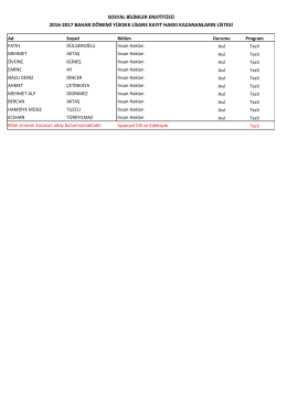 Liste-3 - Ankara Üniversitesi Sosyal Bilimler Enstitüsü