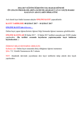 2016-2017 eğitim öğretim yılı bahar dönemi ön lisans programlarına