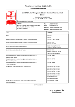 Akreditasyon Sertifikası Eki (Sayfa 1/1) Akreditasyon Kapsamı Dr. H