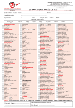 Ev Hayvanları &Ouml;rnek G&ouml;nderme Formu