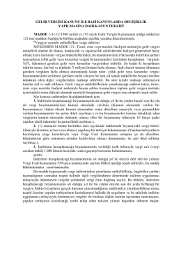 GELİR VERGİSİ KANUNU İLE BAZI KANUNLARDA