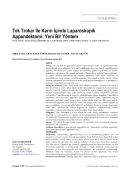 Tek Trokar İle Karın İçinde Laparoskopik Appendektomi