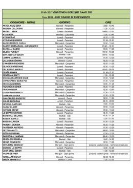 Orario di Ricevimento degli Insegnanti 2016-2017