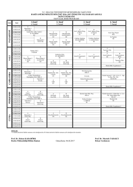 2016-2017 Öğretim Yılı Bahar Yarıyılı Ders Programı (İkinci Öğretim)
