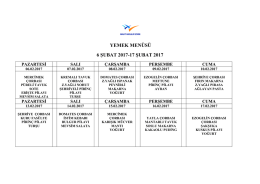YEMEK MENÜSÜ 6 ŞUBAT 2017