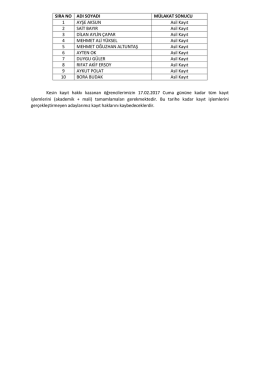 Kesin kayıt hakkı kazanan öğrencilerimizin 17.02.2017 Cuma