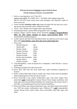 Ketentuan Pengisian Laporan Kinerja Dosen Gasal 2016