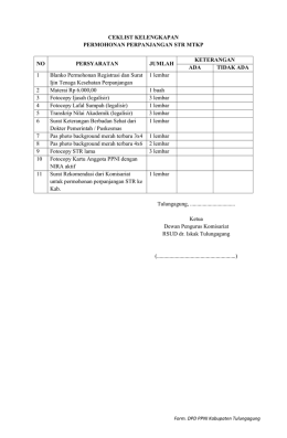ceklist kelengkapan perpanjangan str mtkp