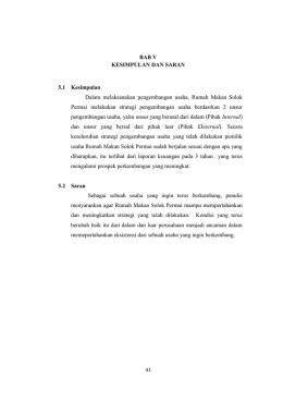 BAB V KESIMPULAN DAN SARAN 5.1 Kesimpulan Dalam