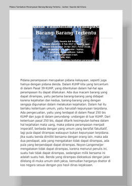 Pidana Tambahan Perampasan Barang